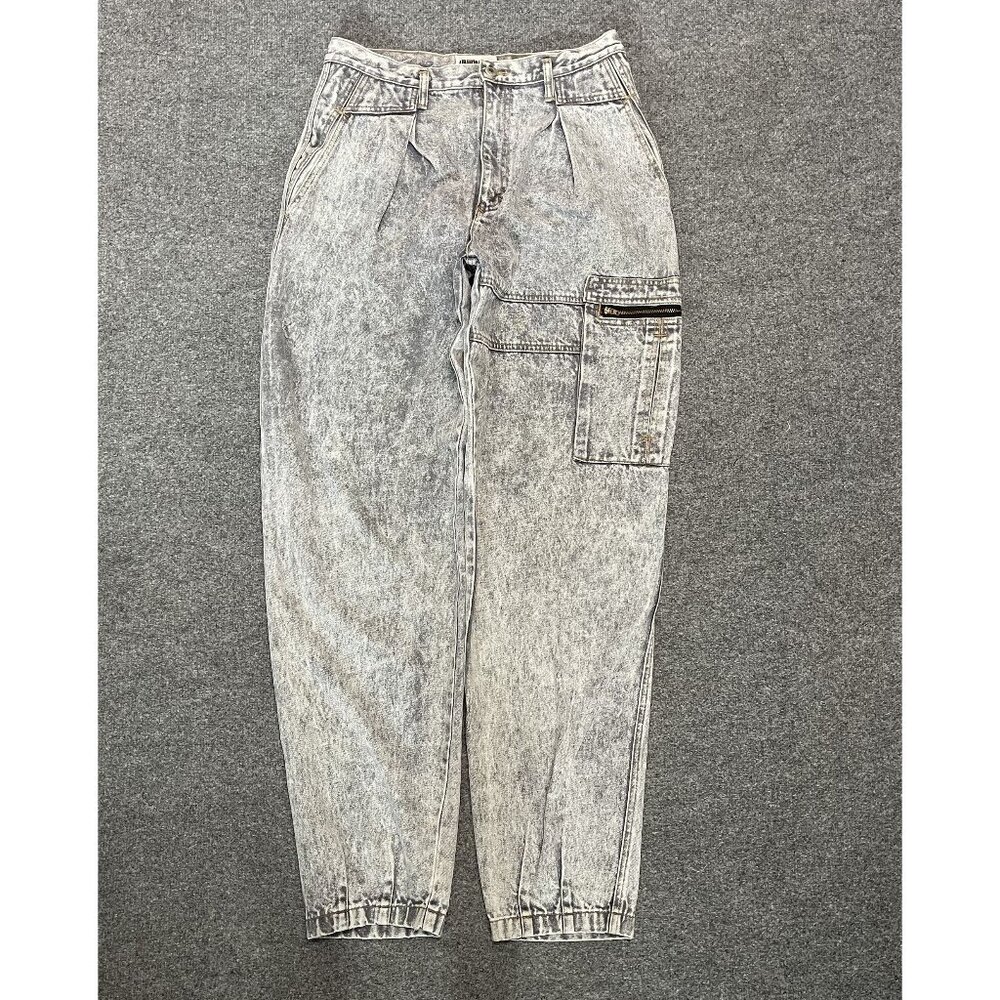 Vintage 90s Unionbay Acid Wash Cargo Jeans Size 33 Relaxed Fit Baggy